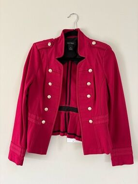 WHBM Women's Raspberry Military-Style Peplum Jacket size 8